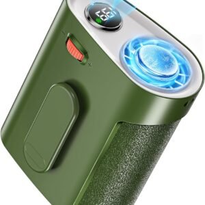 腰掛け扇風機 強力 大風量 小型 【2026革新版 ＆ -28℃瞬間冷却】冷却プレート付き 0~199無段階風量調節10000mAh大容量 日本製超高速モーター搭載 携帯扇風機 ベルトファン 首掛け・腰掛け・卓上・手持ち ウエスト USB-C充電式 Type-Cミニファン 超軽量 極静音 熱中症対策 通勤・アウトドアに最適 作業 男女兼用 持ち運び便利 熱中症対策 暑さ対策グッズ (グリン)