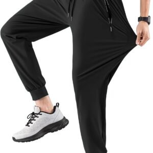 [HMT] スウェットパンツ メンズ 接触冷感 アイスシルク ズボン 薄手 超ストレッチ ジョガー テーパード ウエストゴム 調整紐 通気速乾 無地 大きいサイズ ゴルフ 夏用