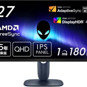 【Amazon.co.jp限定】Dell AW2725DM-A 27インチ Alienware ゲーミングモニター(無輝点5年保証/QHD/Fast IPS,非光沢/DP1.4x1,HDMI2.1x2/DCI-P3 95%/縦横回転,高さ調整/1ms,180Hz/G-SYNC Compatible,AMD FreeSync,VESA DisplayHDR 400)