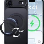 【2026最高傑作&定点360度回転】CASEKOO iPhone Air 用 ケース MagSafe対応 米軍MIL規格 360°全方向耐衝撃 【横縦両立・角度自由調整】急速充電対応 指紋防止/マット仕上げ/黄変防止/半透明 ラップホール付き ワイヤレス充電対応 アイフォンAir 用ケース 6.5インチ「MagicStand Pro」(ブラック)