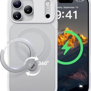 【2026最高傑作&定点360度回転】CASEKOO iPhone 17 Pro Max 用 ケース MagSafe対応 米軍MIL規格 360°全方向耐衝撃 【横縦両立・角度自由調整】最大25W急速充電対応 指紋防止/マット仕上げ/黄変防止/半透明 ラップホール付き ワイヤレス充電対応 いphone17promax 用ケース 6.9インチ「MagicStand Pro」(ホワイト)