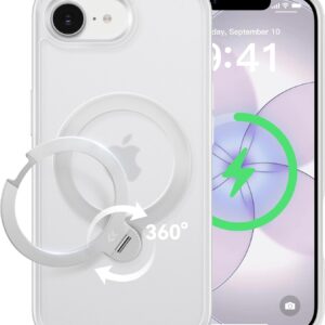 【2026最高傑作&定点360度回転】CASEKOO iPhone 17e/16e 用 ケース 米軍MIL規格 耐衝撃 MagSafe対応 高耐久性【横縦両立・角度自由調整】急速充電対応 指紋防止/マット仕上げ/黄変防止/半透明 超強磁力 ラップホール付き ワイヤレス充電対応 アイフォン17e/16e 用ケース 6.1インチ「MagicStand Pro」(マットクリア)