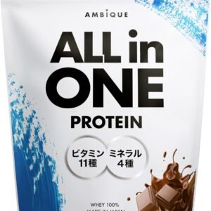 アンビーク オールインワン プロテイン ホエイ チョコレート風味 ビタミン11種配合 ミネラル4種配合 国産 1kg (1kg×1個, チョコレート)