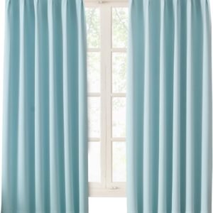 Hansleep カーテン 1級遮光 2枚組 幅100cm丈120cm スカイブルー 断熱 防寒 防音 省エネ 厚手 無地 おしゃれ 洗える リビング用 (スカイブルー, 幅100cm×丈120cm)