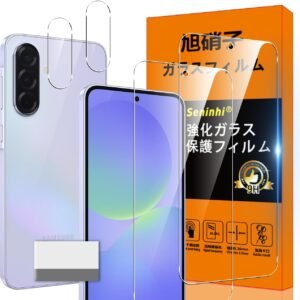 対応 Galaxy A36 5G ガラスフィルム GalaxyA36 5G ガイド枠付き 指紋防止 【2*フィルム + 2*レンズ保護フィルム++ 1*クリーニングツール】国産旭硝子材質 ギャラクシー A36 5G 薄型 強化ガラス 高光沢 液晶 ケース 9H硬度 厚さ0.26mm超薄型 高透過率 気泡なし ラウンドエッジ加工 簡単貼り付け 3D Touch対応 SENXLL-GalaxyA36 G05