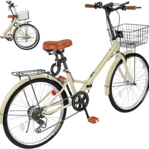 Mixiu 折りたたみ自転車 シマノ7段変速 高炭素鋼フレーム 折り畳み自転車 20インチ/24インチ 厚めのサドル リアキャリア・カゴ・ライト・ワイヤーロック・空気入れ付き 軽量 自転車 通勤 通学 街乗り 男女兼用