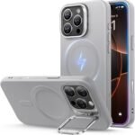 【デザイン受賞シリーズ！】ESR iPhone 16 Pro ケース 3倍米軍MIL規格 MagSafe対応 落下保護 隠れスタンド いPhone16Pro ケース シリコンケース 雲のように柔らかい iPhone16Pro対応 マグネットスマホケース Cloudシリーズ グレー