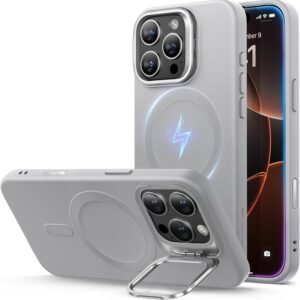 【デザイン受賞シリーズ！】ESR iPhone 16 Pro ケース 3倍米軍MIL規格 MagSafe対応 落下保護 隠れスタンド いPhone16Pro ケース シリコンケース 雲のように柔らかい iPhone16Pro対応 マグネットスマホケース Cloudシリーズ グレー