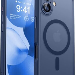 CANSHN iPhone 17 用 ケース Magsafe対応 カメラ周辺保護 ワイヤレス充電 あいふおん 17 用 ケース 耐衝撃 エアガードコーナー 傷つき防止 指紋防止 リング マグネット搭載 半透明マット仕上げ アイフォン 17 用 カバー- ディープブルー