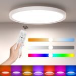 Coizabera LEDシーリングライト 6畳~8畳 24W 3600lm おしゃれ 調光調色&間接光RGBカラー 雰囲気ライト 薄型 天井照明器具 リモコン付き 電気 蛍光灯 Ceiling Light 6畳 8畳 寝室/子供部屋/ゲームルーム適用（No alexa）