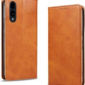 KWATUNG arrows we2 用 ケース 手帳型 PUレザー 軽量 薄型 マグネット式 f-52e 用 スマホケース カード収納 スタンド機能 fcg02 用 カバー 衝撃吸収 落ち着いた色 アローズwe2 用 ケース 手帳型 折り畳み式 arrows we2 用 カバー【ライトブラウン】