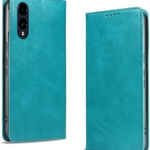 KWATUNG arrows we2 用 ケース 手帳型 PUレザー 軽量 薄型 マグネット式 f-52e 用 スマホケース カード収納 スタンド機能 fcg02 用 カバー 衝撃吸収 落ち着いた色 アローズwe2 用 ケース 手帳型 折り畳み式 arrows we2 用 カバー【ライトブルー】