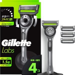 Gillette ジレット 髭剃り 本体 替刃 4個 スタンド付 カミソリ 剃刀 メンズ 深剃り ラボ 【Amazon.co.jp限定】