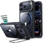 【デザイン受賞シリーズ！】ESR iPhone 17 Pro ケース MagSafe対応 3倍米軍MIL規格 カメラコントロールカバー 隠れスタンド 調整可能 ワイヤレス充電 エアガードコーナー 耐衝撃 傷防止 軽量 マグネットスマホケース 高耐久性 Qi2.2対応 最大25W高速充電 いphone17pro ケース iphone17Pro用Classicシリーズ クリア_ブラック