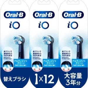 【Amazon.co.jp 限定】ブラウン オーラルB iO 電動歯ブラシ専用替ブラシ アルティメイトクリーン ブラック 12本 大容量パック IORBCB-12EL