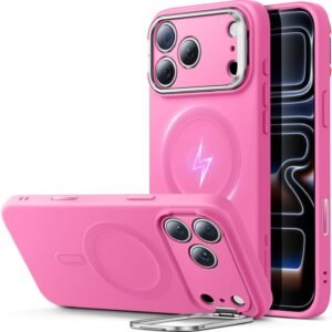 【デザイン受賞シリーズ！】ESR iPhone 17 Pro Max ケース MagSafe対応 カメラボタン付き 隠しスタンド 調整可能 3倍米軍MIL規格 ワイヤレス充電対応 エアガードコーナー 耐衝撃 傷防止 軽量 スマホケース 高級柔らかな素材 雲のような肌触り いphone17promaxケース アイフォン17プロマックス専用Cloudシリーズ(ピンク)