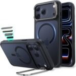 【デザイン受賞シリーズ！】ESR iPhone 17 Pro Max ケース MagSafe対応 3倍米軍MIL規格 カメラボタン付き 隠しスタンド 調整可能 ワイヤレス充電 エアガードコーナー 耐衝撃 傷防止 軽量 マグネット 高耐久性 Qi2.2対応 最大25W高速充電 いphone17promaxケース アイフォン17プロマックス専用Classic(フロストブラック)