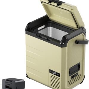 【Amazon.co.jp限定】【2026最新】EENOUR 車載冷蔵庫 D23 PLUS 23L アルミ製庫内 -20℃～10℃ バッテリー1個付き 小型 両開きフタ コンプレッサー式 4WAY電源対応 AC100V DC12V/24V 電池 ポータブル冷蔵庫 コードレス式 急速冷凍 省エネ 静音 軽量 コンパクト LCD温度表示 庫内灯・大型ハンドル・水栓付き キャンプ 車中泊 に大活躍