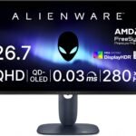 Dell AW2725D 26.7インチ 有機EL Alienware ゲーミングモニター(無輝点3年保証/QHD/QD-OLED,抗反射/DP 1.4×1,HDMI×2/DCI-P3 99.3%/縦横回転,高さ調整/0.03ms,280Hz/G-SYNC Compatible,AMD FreeSync Premium Pro,DisplayHDR True Black 400)