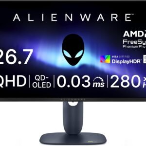 Dell AW2725D 26.7インチ 有機EL Alienware ゲーミングモニター(無輝点3年保証/QHD/QD-OLED,抗反射/DP 1.4×1,HDMI×2/DCI-P3 99.3%/縦横回転,高さ調整/0.03ms,280Hz/G-SYNC Compatible,AMD FreeSync Premium Pro,DisplayHDR True Black 400)