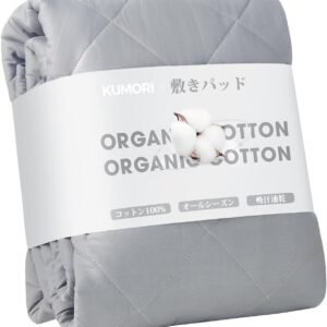 クモリ(Kumori) 綿100% 敷きパッド シングル ベッドパッド 抗菌 防臭 防ダニ TEIJIN中綿 洗える さらふわ オールシーズン対応 吸湿速乾 ベッドシーツ ベッドマット 敷パッド マットレスパッド シングル・100X200cm グレー