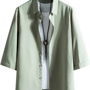 [FUZHIHUA] シャツ メンズ 七分袖 夏服 半袖 おしゃれ カジュアル ゆったり 無地 大きいサイズ カジュアルシャツ お洒落 トップス 軽い 通気 柔らかい 人気 服