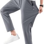 [HMT] スウェットパンツ メンズ 接触冷感 アイスシルク ズボン 薄手 超ストレッチ ジョガー テーパード ウエストゴム 調整紐 通気速乾 無地 大きいサイズ ゴルフ 夏用