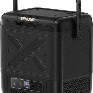 【±1℃均一冷却・フラット庫内】EENOUR 車載冷蔵庫 C20 20L -20℃～20℃ バッテリー内蔵可能 コンプレッサー式 サブ冷蔵庫 4WAY電源対応 AC100V DC12V/24V ポータブル冷蔵庫 電池 コードレス式 急速冷凍 小型 軽量 大容量 省エネ 静音 LCD温度表示 庫内灯・大型ハンドル付き 家庭アウトドア両用 車中泊 キャンプ 一人暮らし・1泊2日に大活躍