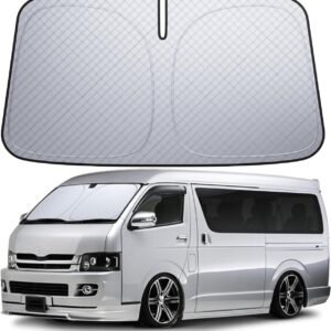 【6層断熱素材】 Lamicall トヨタ ハイエース 200系 ワイドボディ フロントガラス サンシェード: 車サンシェード 日除け 車 クルマ フロントサンシェード, 車用 フロントガラス サンシェード 折り畳み式 カーシェード 断熱 カー用品 遮光 遮熱 uvカット 紫外線遮蔽 フロントサンシェード さんしえーど 擦り傷防止 断熱素材 暑さ対策 頑丈 収納ポーチ付き