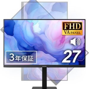 【Amazon.co.jp限定】アイリスオーヤマ モニター 縦横回転モニター 27inch ブルーライト軽減 角度調整 国内サポート ピボットモニター スピーカー内蔵 DT-HF274P-B ブラック