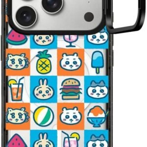 CASETiFY インパクトリングスタンド iPhone 17 Pro ケース [スタンド機能/MagSafe対応/耐衝撃/Chiikawa Co-Lab] - Chiikawa Summer Tile Case - ブラック