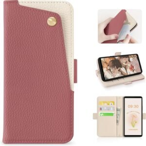 CASSYOOK for xperia 1 vii ケース 手帳型 エクスペリア1 vii ケース 財布型 カードポケット付き 全面保護 so-51f ケース カード収納 横置きスタンド機能 高級PUレザー おしゃれ 上質な手触り 擦り傷防止(スイカレッド)