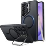 ESR Samsung Galaxy S26 Ultra スマホケース スタッシュスタンド付き MagSafe対応 軍事グレード保護 磁気ケース 傷つきにくいバックカバー つや消しブラック
