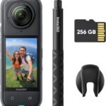 Insta360 X4-8K防水360度カメラ、4K広角動画、見えない自撮り棒効果、着脱式レンズガード、135分の連続撮影可能なバッテリー、AI編集、手ブレ補正、スポーツ／旅行／アウトドア向け - スターターバンドル 256GB SDカード