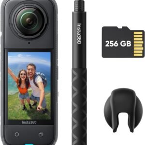 Insta360 X4-8K防水360度カメラ、4K広角動画、見えない自撮り棒効果、着脱式レンズガード、135分の連続撮影可能なバッテリー、AI編集、手ブレ補正、スポーツ／旅行／アウトドア向け - スターターバンドル 256GB SDカード