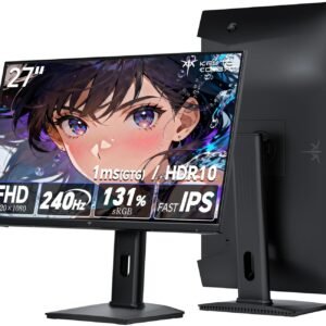 KTC 27 インチ ゲーミングモニター (240Hz/FHD/1ms/Fast IPS/HDR10/sRGB131%/4000:1コントラスト比) FreeSync&G-Sync対応) 目に優しい低ブルーライト チルト・ 縦回転・昇降可能 HDMI2.0×2+DP1.4×1搭載 3年間の保証付きH27F7