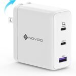NOVOO 120W USB-C 急速充電器【業界最薄・超軽量・3台同時充電合計最大120W・2台同時充電合計最大60W・GaN III技術】PD3.0/QC3.0/PPS/SCP/PSE認証/折畳式プラグ/安全低温 PD 100W 充電器 type-c タブレットPC/ノートpc/iPad/iPhone 17 16/Galaxy S23/iWatch/Switchなど対応 出張·旅行（白）