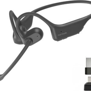 Nuroum OpenEar Pro2 オープンイヤーイヤホン マイク付き【アップグレード版】超軽量・快適設計｜USB-C＆USB-Aアダプター付属｜ノイズキャンセリング搭載 ワイヤレス ヘッドフォン｜耳を塞がないタイプ クリアな通話体験 テレワーク／Web会議用 収納ケース付き ブラック