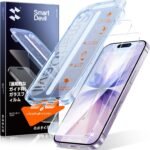 SmartDevil iPhone 17用ガラスフィルム 2枚セット 強化ガラス 0気泡を3秒で完成 ガイド枠付き 貼り付け超簡単 自動除塵 米軍MIL規格 黒縁なし 落下保護 滑らかな手触り 指紋防止 いPhone17対応 保護フィルム 【6.3インチ、光沢】