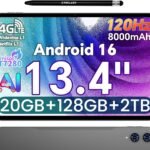 TECLAST T65 タブレット 13インチ 120Hz 大画面 Android 16 タブレット 128GB + 最大2TB拡張 20GBメモリ相当 オクタコア 8000mAh 長時間バッテリー SIMフリー 4G LTE たぶれっと WiFi Bluetooth GPS Widevine L1 3.5mmイヤホン端子 高性能 tablet 動画視聴/仕事/学習用 13.4インチ