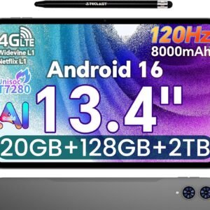 TECLAST T65 タブレット 13インチ 120Hz 大画面 Android 16 タブレット 128GB + 最大2TB拡張 20GBメモリ相当 オクタコア 8000mAh 長時間バッテリー SIMフリー 4G LTE たぶれっと WiFi Bluetooth GPS Widevine L1 3.5mmイヤホン端子 高性能 tablet 動画視聴/仕事/学習用 13.4インチ