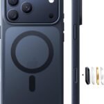 TORRAS iPhone 17 Pro 用ケース 【米軍進化耐衝撃・高性能Magsafe対応】指紋防止 黄変防止 米軍保護工学 マグネット搭載 衝撃吸収 頑丈 カメラコントロールボタン付き ストラップホール 半透明 Guardian-Mag ブラック