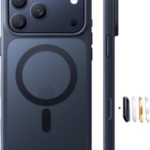 TORRAS iPhone 17 Pro 用ケース 【米軍進化耐衝撃・高性能Magsafe対応】指紋防止 黄変防止 米軍保護工学 マグネット搭載 衝撃吸収 頑丈 カメラコントロールボタン付き ストラップホール 半透明 Guardian-Mag ブラック