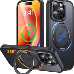 iPhone 11 Pro 用 ケース Magsafe対応 ワイヤレス充電 360°回転スタンド 縦横両対応 Gunwon スマホケース iphone11 Pro 用 米軍規格 耐衝撃 半透明 マット感 マグセーフ 防指紋 リング マグネット搭載 アイフォン11プロ 用 カバー「ブラック」