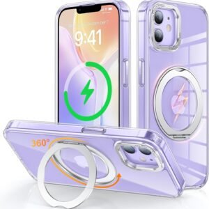 iPhone 12 / iPhone 12 Pro 用 ケース Magsafe対応 ワイヤレス充電 360°回転スタンド 縦横両対応 Gunwon スマホケース iphone12 / iPhone12 Pro 用 米軍規格 耐衝撃 半透明 マット感 マグセーフ 防指紋 リング マグネット搭載 アイフォン12/アイフォン12 Pro 用 カバー「クリア」