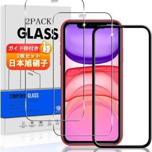 【2枚セット ガイド枠付き】 対応 iPhone 11 / iPhone XR ガラスフィルム スマホ アイフォン 11 / アイフォン XR (6.1インチ) 保護フィルム (2枚) 【日本製素材旭硝子製】 用 iPhone 11 / iPhone XR フィルム 強化ガラスフィルム 全面吸着 高透過率、硬度9H、飛散防止、気泡ゼロ、ラウンドエッジ加工