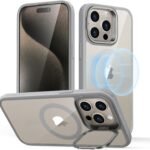 【デザイン受賞シリーズ！】ESR iPhone 15 Pro Max ケース MagSafe対応 隠しスタンド 調整可能 ワイヤレス充電対応 米軍MIL規格 耐衝撃 傷防止 軽量 スマホケース 高い透明度 いphone15pro max ケース 6.7インチ Classicシリーズ（クリア_グレー）