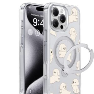 【最新トレンド・360°回転スタンド】CASEKOO iPhone 16 Pro Max 用ケース クリア 比熊犬 ふわふわ 米軍MIL規格 フィット感 MagSafe対応 最大25W急速充電対応 横縦両立 角度自在 超強磁力 耐衝撃 高耐久性 ラップホール付き 透明 黄変防止 いphone16promax 用ケース 6.9インチ「XLine MagicStand Pro」（クリア）