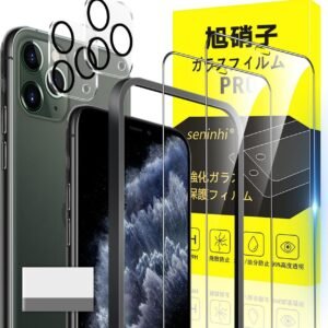 に適合する iPhone 11 Pro ガラスフィルム apple iPhone 11 Pro ガイド枠付き 5.8インチ 指紋防止 【2* フィルム + 2* レンズ保護フィルム+ 1*ガイド枠付き+ 1*取り除き発泡板+ 1*掃除布】国産旭硝子材質 iPhone 11 Pro 薄型 強化ガラス アイフォン 11 Pro 保護フィルム 高光沢 いpほね 11 Pro 液晶 ケース 9H硬度 厚さ0.26mm超薄型 高透過率 気泡なし ラウンドエッジ加工 簡単貼り付け 3D Touch対応 SENXLL-11 ProG05