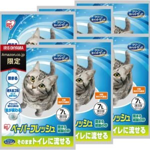 アイリスオーヤマ 猫砂 紙 ペーパーフレッシュ 木粉入り トイレに流せる 固まる 7L×6袋 ネコ砂 PFC-7LAZ【Amazon.co.jp限定】